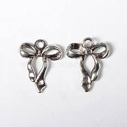 Tibetan Style Alloy Pendants, Bowknot, Lead Free and Cadmium Free, Antique Silver, 23x18x4mm, Hole: 2.5mm(LF9809Y)