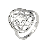 304 Stainless Steel Adjustable Rings for Women, Stainless Steel Color, 19mm, Inner Diameter: 18mm(RJEW-M008-01P)