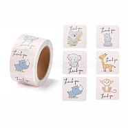 Adhesive Thank You Stickers Roll, Square Paper Gift Picture Stickers, Word, 3.3x5.9cm(X-DIY-M035-03G)