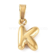 316L Surgical Stainless Steel Charms, Letter Charm, Golden, Letter K, 10x6.5x2.5mm, Hole: 2.5x4.5mm(STAS-G315-01G-K)