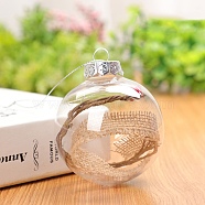 Transparent Plastic Fillable Ball Pendants Decorations, with Rattan inside, Christmas Tree Hanging Ornament, Clear, 60mm(XMAS-PW0002-02A-05)