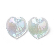 UV Plating Rainbow Iridescent Acrylic Pendants, Glitter, Heart Charm, Light Green, 30.5x30x11mm, Hole: 1.8mm(OACR-C003-08C)