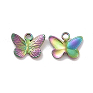 Ion Plating(IP) 304 Stainless Steel Charms, Butterfly, Rainbow Color, 12x15x3mm, Hole: 2mm(STAS-C059-04M)