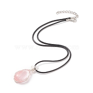 Synthetic Watermelon Stone Glass Teardrop Pendant Necklaces Set with Waxed Cords for Women, 17.91 inch(45.5cm)(NJEW-TA00034-03)