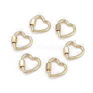 Brass Screw Carabiner Lock Charms, for Necklaces Making,  Heart, Golden, 18.5x18.5x2mm, Screw: 6x5.5mm(X-KK-T047-04G)