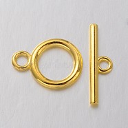 Tibetan Style Alloy Toggle Clasps, Lead Free and Cadmium Free, Golden, Ring: 14mm wide,19mm long, Bar: 2mm wide, 22mm long, hole: 2.5mm(X-K089Y011)