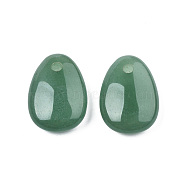 Natural Green Aventurine Pendants, Large Hole Pendant, Teardrop Charm, 35x25x11.5mm, Hole: 4mm(G-N0325-15C)