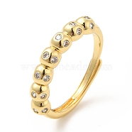 Rack Plating Brass Micro Pave Clear Cubic Zirconia Rings, Adjustable Rings, Cadmium Free & Lead Free, Long-Lasting Plated, Real 18K Gold Plated, US Size 6, 2~2.5mm, Inner Diameter: 16.5mm(RJEW-E064-13G)