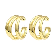 Rack Plating Brass Triple Layer Cuff Earrings, Long-Lasting Plated, Lead Free & Cadmium Free, Real 18K Gold Plated, 18x16x11mm(EJEW-D069-04G)