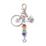 Tibetan Style Alloy Keychains, with Chakra Gemstone Chip Beads and Alloy Swivel Lobster Claw Clasps, Angel & Fairy, 9.7cm(KEYC-JKC00718-03)