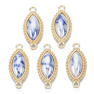 Porcelain Links Connectors, with Light Gold Plated Brass Findings, Horse Eye, Royal Blue, 26x11x4mm, Hole: 1.8mm(KK-N235-037A)