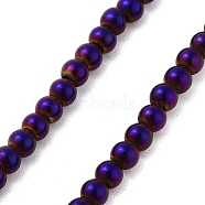 Synthetic Magnetic Hematite Beads Strands, Round, Purple Plated, 3.5mm, Hole: 1mm, about 135pcs/strand, 16.14''(41cm)(G-P545-K01-01G)