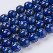 Natural Lapis Lazuli Beads Strands, Grade A, Round, 10mm, Hole: 1mm, about 38pcs/strand 15.5 inch(X-G-G423-10mm-A)