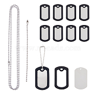 DIY Stamping Blank Pendant Keychain Necklace Making Kit, Including Aluminum & Silicone Rectangle Pendants, Iron Ball Chains, 304 Stainless Steel Chain Necklace, Stainless Steel Color, 48Pcs/box(DIY-FH0005-14)
