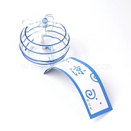 Glass Wind Chime, with Polyester Cord & Paper, Round, Blue, 405mm(HJEW-WH0028-25)