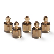 Natural Smoky Quartz Pendants, Openable Perfume Bottle, with Golden Tone Brass Findings, 33~35x17~19x11~13mm, Hole: 2mm, capacity: 1ml(0.03 fl. oz)(G-H252-E03)