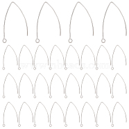 304 Stainless Steel Earring Hooks, with Horizontal Loop, Stainless Steel Color, 41x22x1mm, 18 Gauge, Hole: 2mm, 100pcs/box, Storage Container: 10.8x7.4x1.8cm(STAS-PH0018-18)