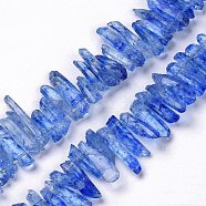Natural Crackle Quartz Crystal Dyed Beads Strands, Chip, Royal Blue, 13~38x3~7x4~7mm, Hole: 1mm, about 67~70pcs/strand, 14.76~15.16''(37.5~38.5cm)(G-I345-05F)