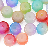 Baking Painted Glass Flat Round Beads, Imitation Jade, with Column Acrylic Bead Containers, Colorful, 8.5x6mm, Hole: 1.5mm, Box: 85x85x85mm(DGLA-T003-002)