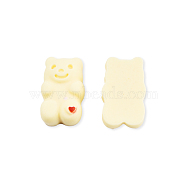 Opaque Resin Cabochons, Bear with Heart, Light Goldenrod Yellow, 17x11x6.5mm(CRES-N022-154D)