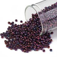 TOHO Round Seed Beads, Japanese Seed Beads, (503) High Metallic Dark Amethyst, 11/0, 2.2mm, Hole: 0.8mm, about 1110pcs/10g(X-SEED-TR11-0503)