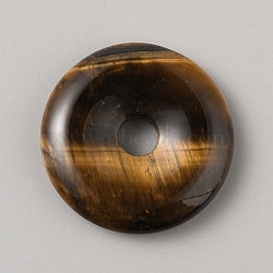 Natural Tiger Eye China Safety Buckle Pendants, Disc, 25x4.5mm, Hole: 5mm(G-WH0030-21A-35)