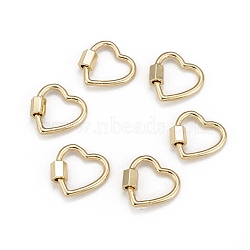 Brass Screw Carabiner Lock Charms, for Necklaces Making,  Heart, Golden, 18.5x18.5x2mm, Screw: 6x5.5mm(X-KK-T047-04G)