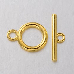 Tibetan Style Alloy Toggle Clasps, Lead Free and Cadmium Free, Golden, Ring: 14mm wide,19mm long, Bar: 2mm wide, 22mm long, hole: 2.5mm(X-K089Y011)