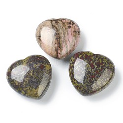 Natural Dragon Blood Jasper Heart Love Stone, Pocket Palm Stone for Reiki Balancing, 44.5~45x45~46x20.5~21mm(G-G973-08B)