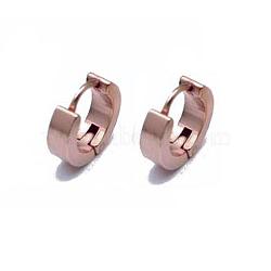 Brass Huggie Hoop Earrings, Rose Gold, 4x8.5x2.3mm(EJEW-EE0002-252E)