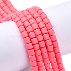 Handmade Polymer Clay Bead Strands, Column, Fuchsia, 6.5x6mm, Hole: 1.2mm, about 61pcs/strand, 15.75 inch(40cm)(CLAY-ZX006-01-18)