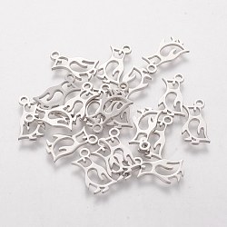 201 Stainless Steel Charms, Penguin, Stainless Steel Color, 14x7x1mm, Hole: 1.5mm(STAS-S105-T212)