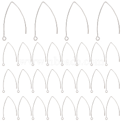 304 Stainless Steel Earring Hooks, with Horizontal Loop, Stainless Steel Color, 41x22x1mm, 18 Gauge, Hole: 2mm, 100pcs/box, Storage Container: 10.8x7.4x1.8cm(STAS-PH0018-18)