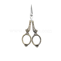 Stainless Steel Scissors, Embroidery Scissors, Sewing Scissors, with Zinc Alloy Handle, Antique Bronze, 107x48mm(WG84986-03)