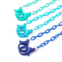 3Pcs 3 Colors Personalized ABS Plastic Cable Chain Necklaces, Handbag Chains, with Lobster Claw Clasps, Mixed Color, 18.98 inch(48.2cm), 1pc/color(NJEW-JN03484-02)