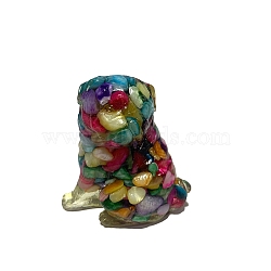 Resin Dog Figurines, with Shell Chips inside Statues for Home Office Decorations, Colorful, 50x35x55mm(PW-WG59119-08)