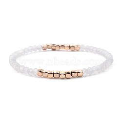 Gold-tone Miyuki Elastic Crystal Beaded Bracelet with Acrylic Tube Beads(ST1549710)