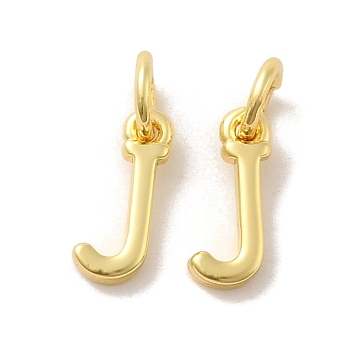 Brass Pendants, with Jump Ring, Letter J, 10.5x4x1.5mm, Ring: 5x1mm, inner diameter: 3mm