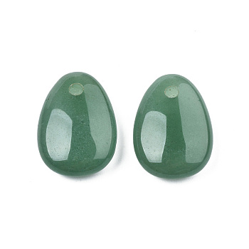 Natural Green Aventurine Pendants, Large Hole Pendant, Teardrop Charm, 35x25x11.5mm, Hole: 4mm
