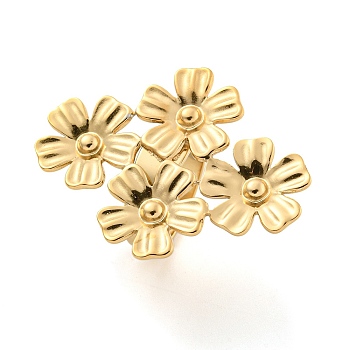 304 Stainless Steel Flower Adjustable Rings for Women, Golden, Inner Diameter: 17mm