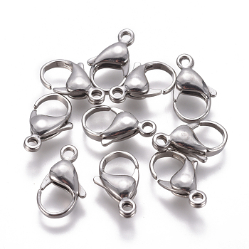 304 Stainless Steel Lobster Claw Clasps, Parrot Trigger Clasps, Stainless Steel Color, 19~19.5x11.5x5mm, Hole: 2.5mm