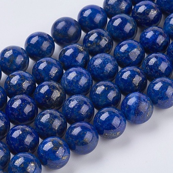 Natural Lapis Lazuli Beads Strands, Grade A, Round, 10mm, Hole: 1mm, about 38pcs/strand 15.5 inch