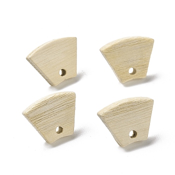 Ash Wood Stud Earring Findings, with 304 Stainless Steel Pin, Fan, 12x15.5mm, Hole: 1.8mm, Pin: 0.7mm