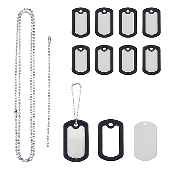 DIY Stamping Blank Pendant Keychain Necklace Making Kit, Including Aluminum & Silicone Rectangle Pendants, Iron Ball Chains, 304 Stainless Steel Chain Necklace, Stainless Steel Color, 48Pcs/box