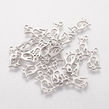 201 Stainless Steel Charms, Penguin, Stainless Steel Color, 14x7x1mm, Hole: 1.5mm
