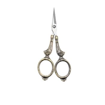 Stainless Steel Scissors, Embroidery Scissors, Sewing Scissors, with Zinc Alloy Handle, Antique Bronze, 107x48mm