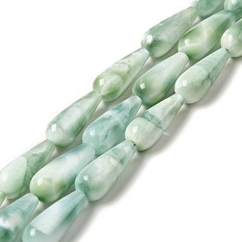 Natural Glass Beads Strands, Grade AB+, Teardrop, Aqua Blue, 20~21x8mm, Hole: 1mm, about 20pcs/strand, 15.5~15.7''(39.37~39.88cm)