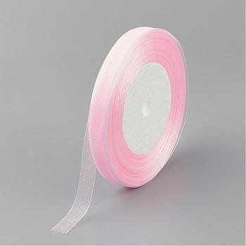 Sheer Organza Ribbon, Wide Ribbon for Wedding Decorative, Pink, 1 inch(25mm), 250Yards(228.6m)
