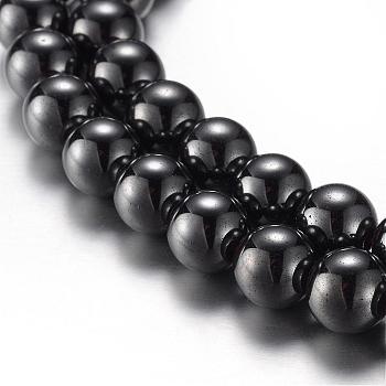 Magnetic Synthetic Hematite Bead Strands, Grade A, Round, Original Color, 6mm, Hole: 1mm, about 65pcs/strand, 15.7 inch(40cm)