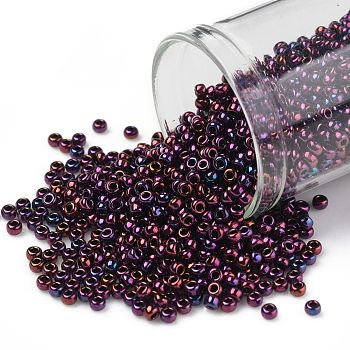 TOHO Round Seed Beads, Japanese Seed Beads, (503) High Metallic Dark Amethyst, 11/0, 2.2mm, Hole: 0.8mm, about 1110pcs/10g